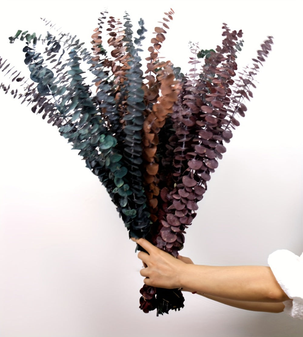 Artificial Eucalyptus Stems, 24-Piece 17-Inch Branch Set in Four Mixed Green and Muted Color Tones