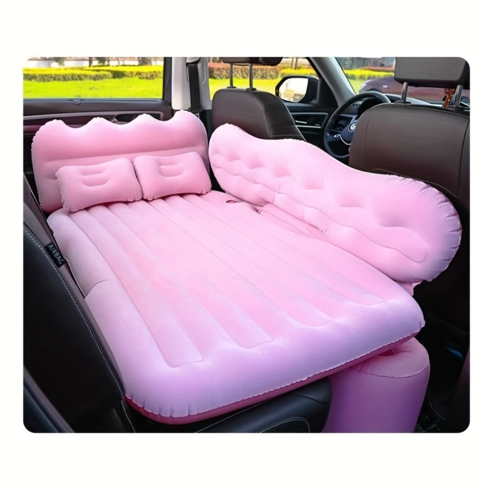 Inflatable Car Bed Plush Folding Design with Storage Bag & Tool Kit Soft Skin-Friendly Comfortable Outdoor Car Air Mattress for Camping