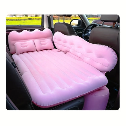 Inflatable Car Bed Plush Folding Design with Storage Bag & Tool Kit Soft Skin-Friendly Comfortable Outdoor Car Air Mattress for Camping