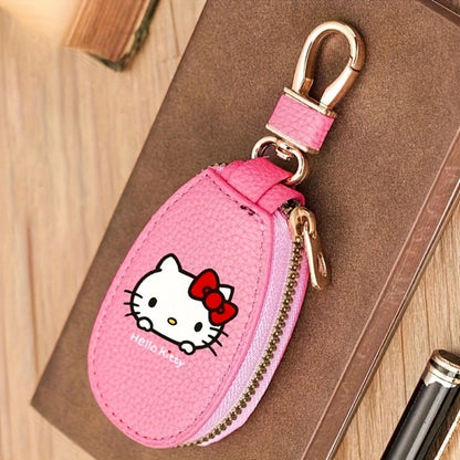 Hello Kitty Key Bag Car Key Organizer – Compact Keychain Pouch with Golden Zipper, Multi-Functional Key Storage Wallet