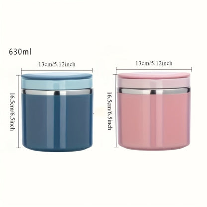 Stainless Steel Lunch Box 630ml Leakproof Stackable Thermal Bento Box with Handle 304 Steel Heat Cold Insulation Container for School Office
