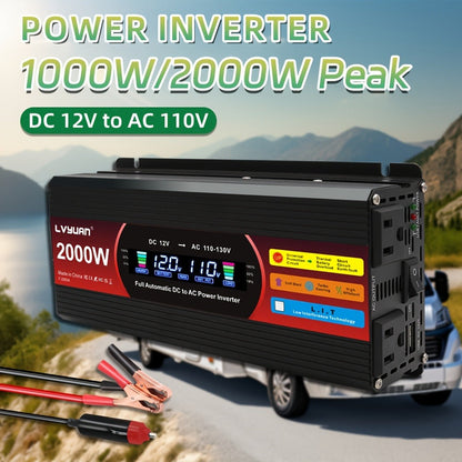 Multi-Format Car Power Inverter with 200W, 1000W or 3000W Labels in Red and Black Options for Vehicles