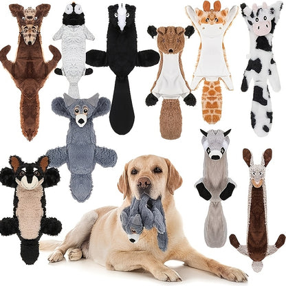 No Stuffing Dog Toys 10 Pack – Durable Crinkle Squeaky Plush Toys for Small Medium Large Dogs, Teething-Friendly for Aggressive Chewers