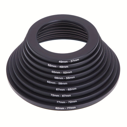 Step-Up Step-Down Lens Filter Adapter Rings 18pcs Set for DSLR Camera 37-82mm Aluminum Alloy Filter Ring Kit Compatible with Canon Nikon