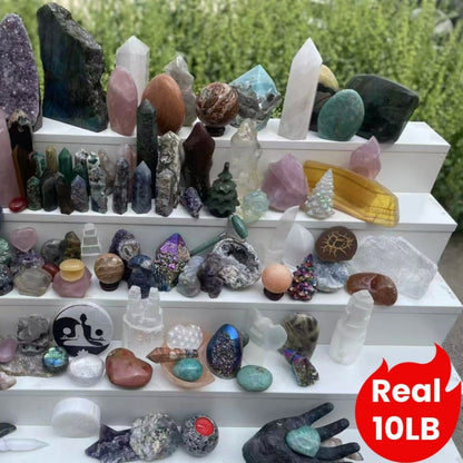10LB Mixed Crystals Bulk Lot Natural Gemstones Towers Spheres Clusters Rough Stones Healing Crystals Collection Gift Set Decorative