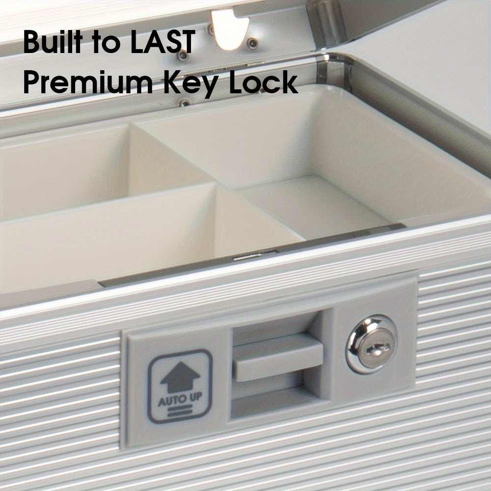 Aluminum Alloy Lockable Medicine Box – Double Layer Large Capacity Storage Box with Key Lock, Handle & Tray for Medicines