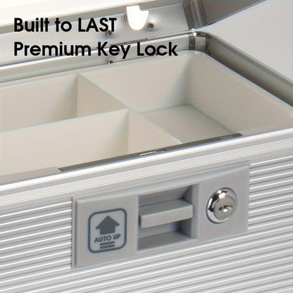 Aluminum Alloy Lockable Medicine Box – Double Layer Large Capacity Storage Box with Key Lock, Handle & Tray for Medicines