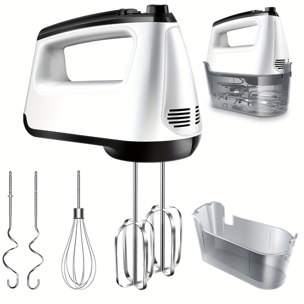 Electric Hand Mixer 6 Speed & Turbo with 5 Stainless Steel Accessories & Snap-On Storage Case