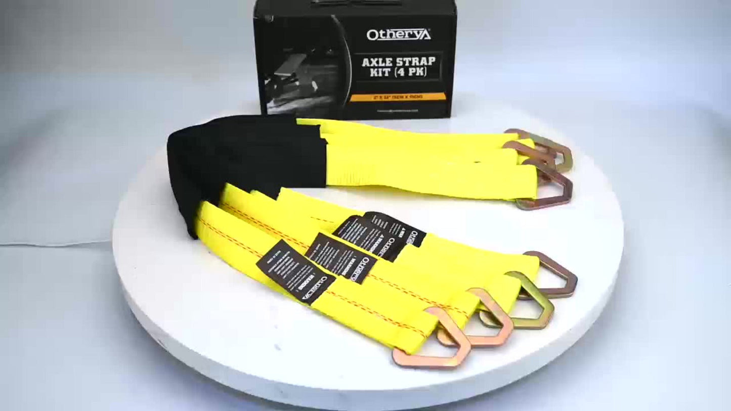 Axle Tie Down Straps 2" x 36" – Heavy Duty Car Tow Straps with D-Rings & Protective Covers for Car, Truck