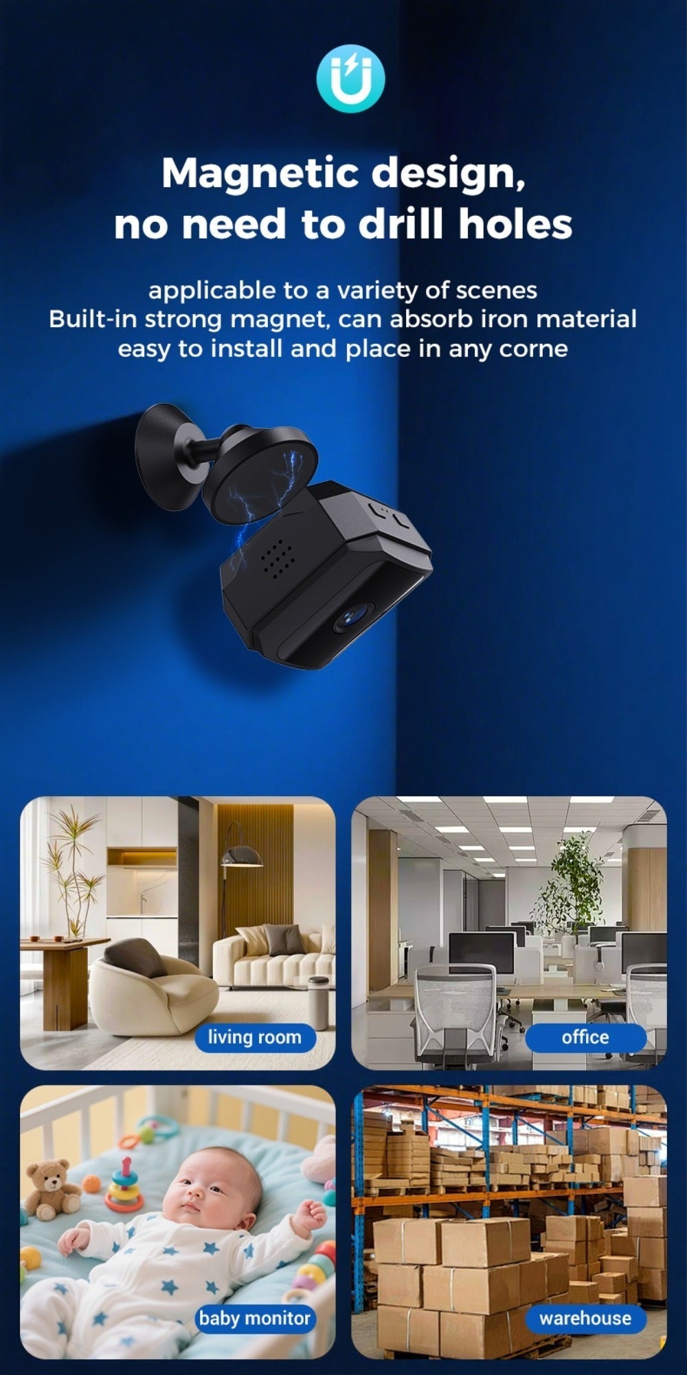 Wireless Security Camera Rechargeable Battery, No WiFi No Internet AP Hotspot, IR Night Vision, Two-Way Audio