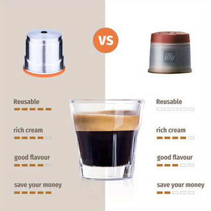 Reusable Coffee Filter Capsule for Illy Y3.2 & X7.1 Machines, Stainless Steel Refillable Coffee Pod Cup with Tamper