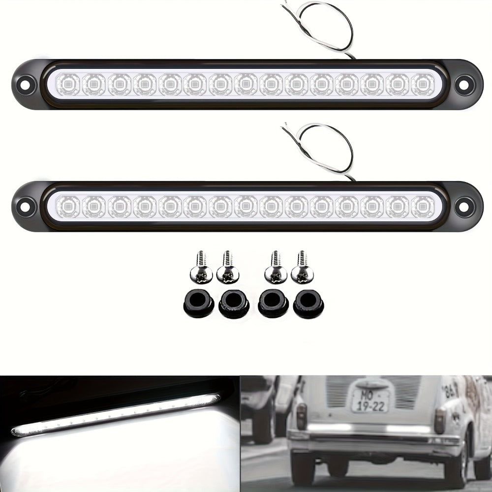 LED Trailer Marker Lights 4-Pack – 15 LED Stop Turn Signal Tail Light Bar for Truck, Semi, Boat Trailer & RV | Amber, Red, White