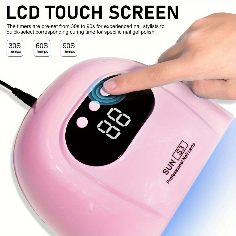 SUN S3 UV LED Nail Lamp with 24 Light Beads, 5V Input, Digital Display and Three Color Options