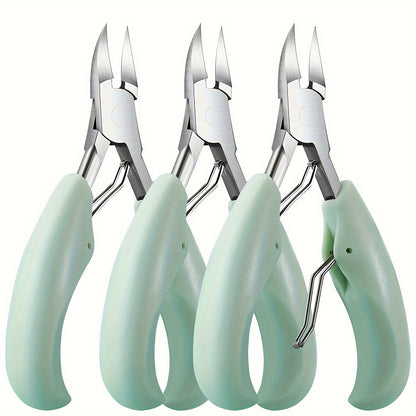 Toenail Clippers for Thick Nails & Ingrown Toenails 3 Pack Sharp Curved Blade Surgical Steel – Double Spring Ergonomic Podiatrist Nail