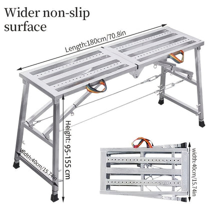 Folding Scaffold Step Stool Adjustable Height 39-79" Portable Steel Work Platform for Home Renovation Painting Car Washing RV Cleaning