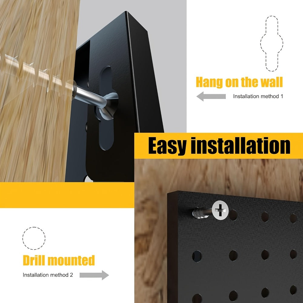 Pegboard Wall Organizer with Metal Hooks - Garage Tool Storage Board for Workshop Warehouse for Entryways, Bedrooms and Living Spaces