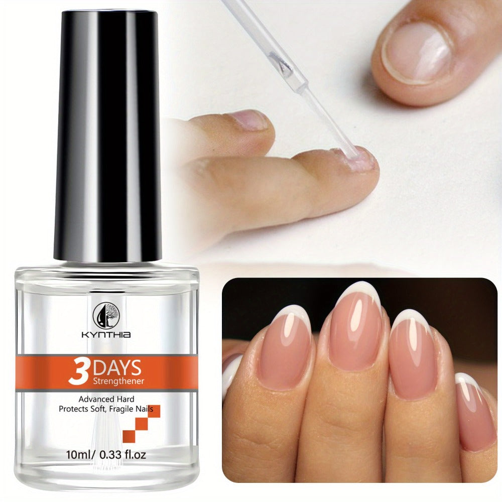 Clear 10 ml Nail Care Coating in Round Bottle with Black Cap and Orange 3 Days Label for Manicure Routines
