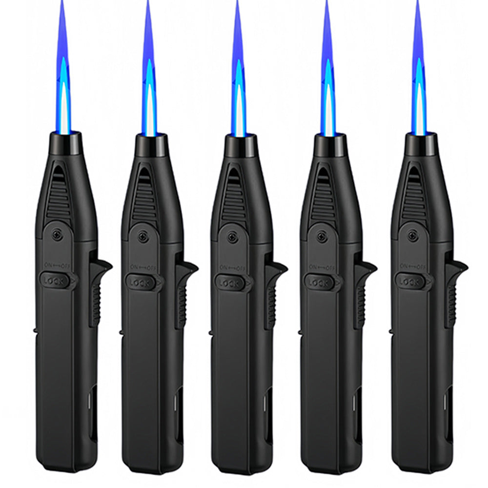 Windproof Torch Lighter 5 Pack Outdoor Butane Gas Lighter Set 1300 1800 Degree Blue Flame for Grilling, Camping and Outdoor Meals
