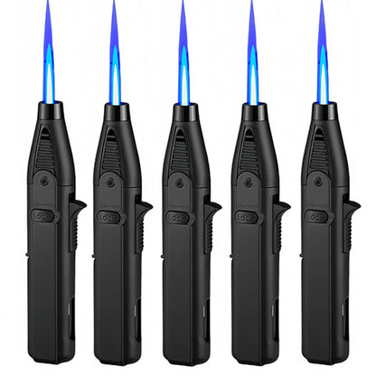 Windproof Torch Lighter 5 Pack Outdoor Butane Gas Lighter Set 1300 1800 Degree Blue Flame for Grilling, Camping and Outdoor Meals