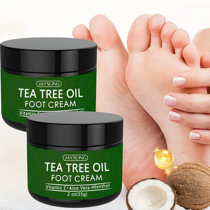 Tea Tree Oil & Coconut Oil Foot & Hand Cream 2-Pack, Deep Moisturizing for Dry Cracked Heels, Rough Hands &