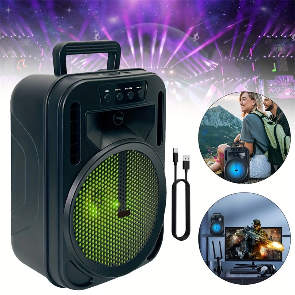 1100W Party Speaker with 7-Mode LED Lighting & Microphone, Portable Wireless Subwoofer, 8-Inch Bass Driver