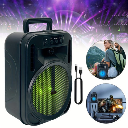 1100W Party Speaker with 7-Mode LED Lighting & Microphone, Portable Wireless Subwoofer, 8-Inch Bass Driver