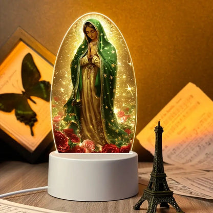 Guadalupe Prayer Light with White LED & Switch Control - Virgin Mary Night Light for Entryways, Bedrooms and Living Spaces