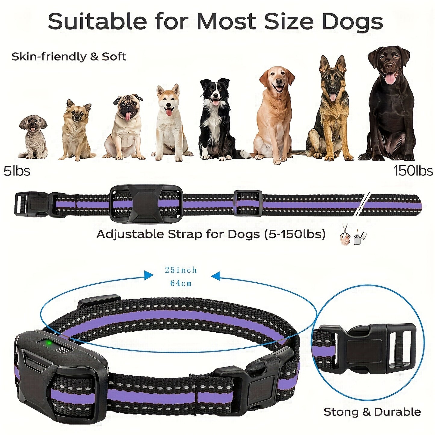 Dog Training Collar with Remote 3300ft Range – Rechargeable E-Collar with Vibration, Static & Beep Modes | Adjustable Nylon Strap