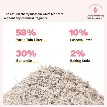 Tofu Cat Litter 5-in-1 Flushable Clumping – All For Paws White Blossom Yucca Enhanced Formula, Low Dust Rapid Clumping Odor Control