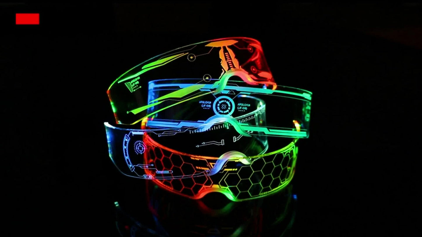 LED Visor Glasses Cyberpunk Futuristic Glow 7 Colors 5 Modes with the Listed Color, Size or Set Options for Everyday Use