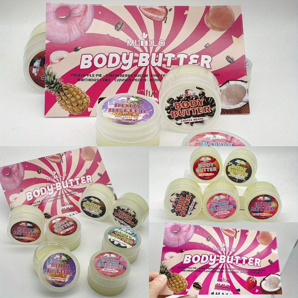 Fruity Body Glaze Set 8 Scents 100g×2 – Pineapple Coconut Strawberry Coffee Peach Doughnut Birthday Cake Non-Greasy All-Day Moisturizing