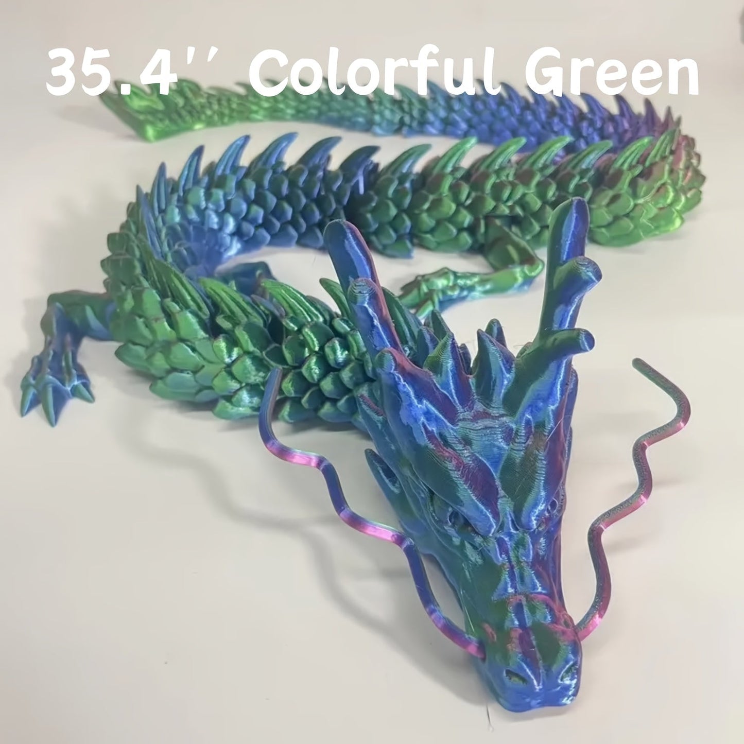 3D Printed Articulated Dragon Figurine 35.4" Giant Poseable Chinese Dragon Collectible Sculpture