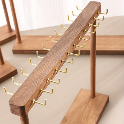 Jewelry Display Stand, 24/36 Hook Necklace Holder Organizer, Rustic Wood Tabletop Jewelry Tower, Tool-Free Assembly