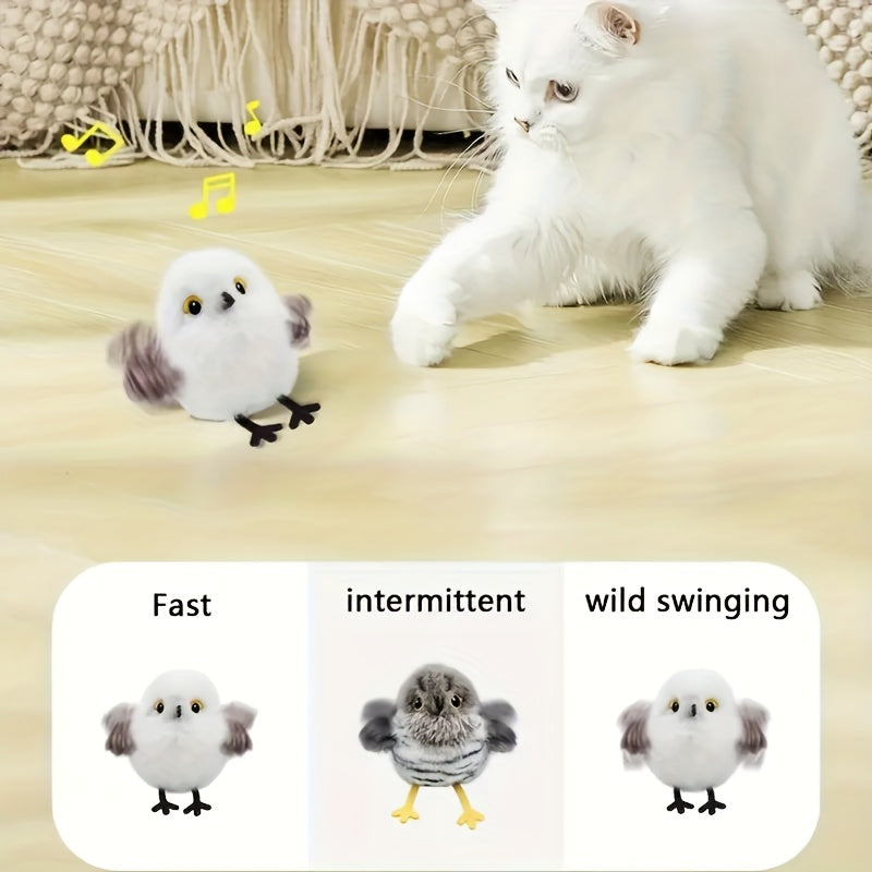 Flapping Bird Cat Toy with Realistic Chirping Sound – USB Rechargeable Interactive Plush Toy for Indoor Cats & Kittens