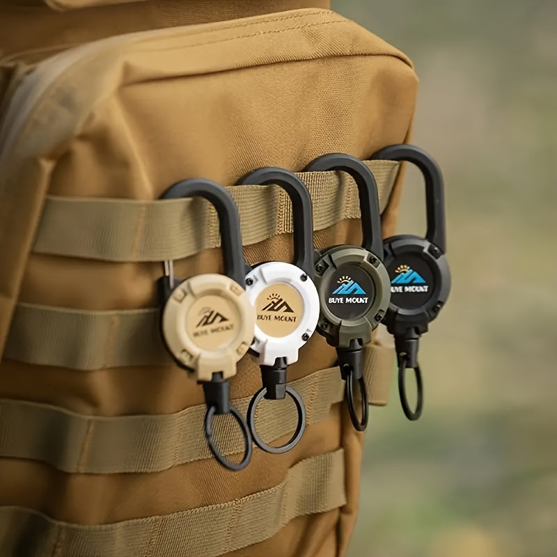 Tactical Retractable Keychain 2-Pack – Heavy Duty 23-Inch Steel Wire Rope with Lanyard, Multi-Tool Badge Holder & ID Clip for Camping