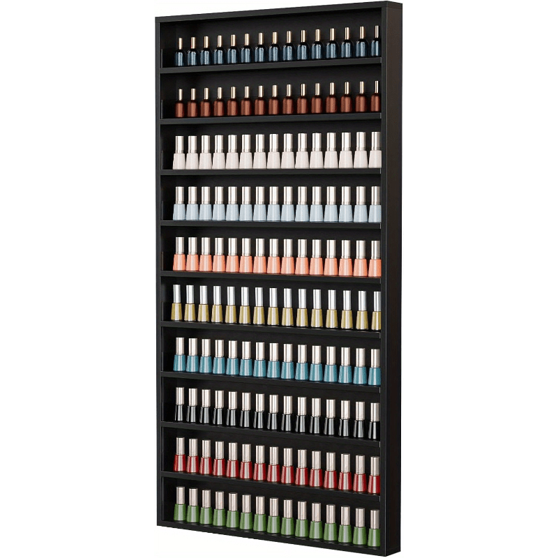 Wall Mount Nail Polish Rack Organizer 6 or 10 Tier with Acrylic Baffle Salon Display Shelf for Gel Polish