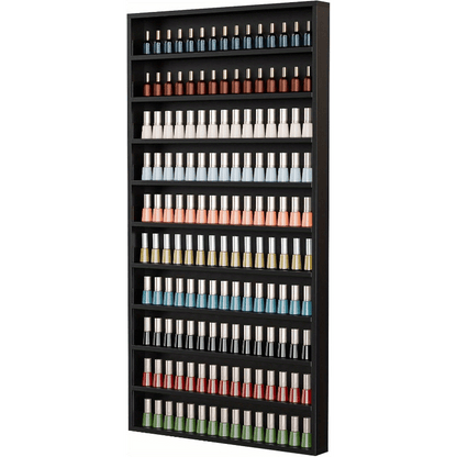 Nail Polish Rack Wall Mount Organizer 6-Tier & 10-Tier with Acrylic Baffle, Salon Display Shelf for Nail