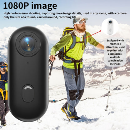 Mini Action Camera Thumb Size Wide Angle Lens 800mAh Battery with Memory Card Wearable Pocket for an Everyday Personal Care Routine