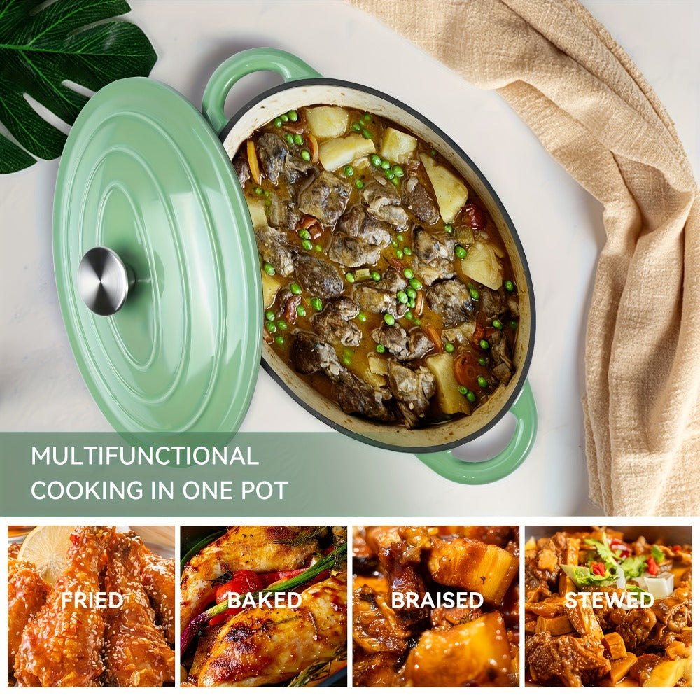 Dutch Oven Cookware by Uyi, 4.5QT Enameled Cast Iron Pot with Lid, Dual Handles and Four Color Options
