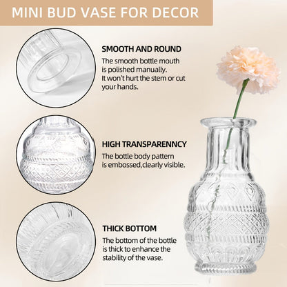 Glass Bud Vases Set of 64 Small Clear Flower Vases for Centerpieces Wedding Table Decor Rustic Vintage Home Decoration Multi-Size Mini Vase