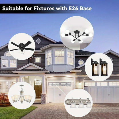 A19 LED Light Bulbs 60 Watt Equivalent, 5000K Daylight White E26 Base, 800 Lumens 9W Energy Efficient Bulb, 80+ CRI 15000 Hours Long Life