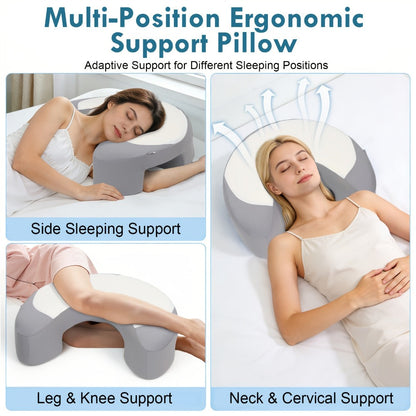 Cervical Pillow C-Shaped Neck Support Side Back Sleepers for Entryways, Bedrooms and Living Spaces