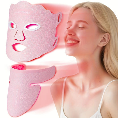 Red Light Therapy Face Mask, 7-in-1 LED Device for Face, Neck & Chest, 95 Beads 650nm & 850nm Dual Wavelength