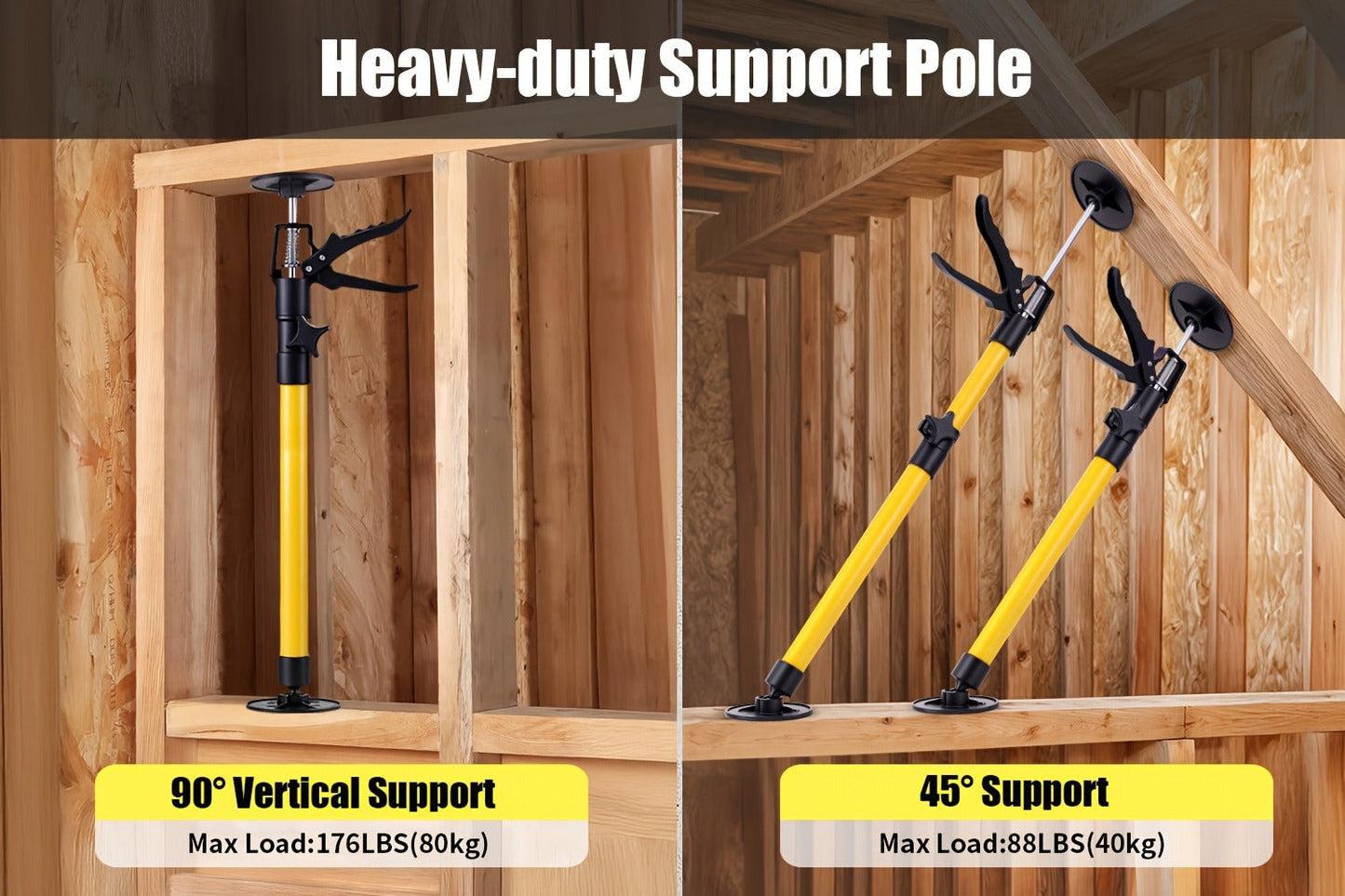 Telescopic Support Rods 2-Pack Third Hand Support System, 11.8-45.3 Inch Adjustable Steel Props, Load