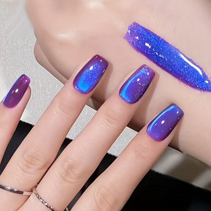 Cat Eye Magnetic Gel Nail Polish 10ml – Blueberry Glitter Purple Blue Glass Bead Sparkling Effect, UV LED Semi-Permanent Gel Varnish