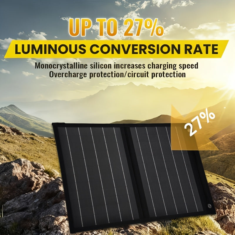 Solar Panel Charger, Foldable Portable Camping RV Power Station Laptop for Garden, Patio and Yard Use
