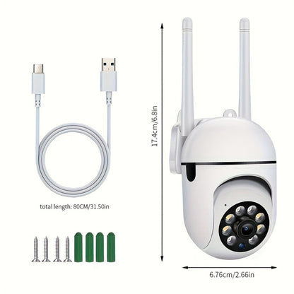 PTZ Dome Security Camera 1080P WiFi 2-Pack Outdoor Indoor, AI Auto Tracking, 360° Pan Tilt, Color Night Vision