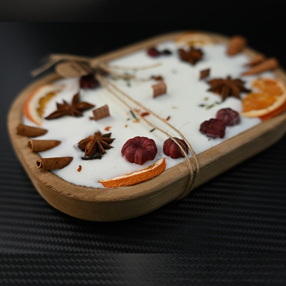 Multi-Wick Candle in Boat-Shaped Holder with Botanical Details and Two Fragrance Selections