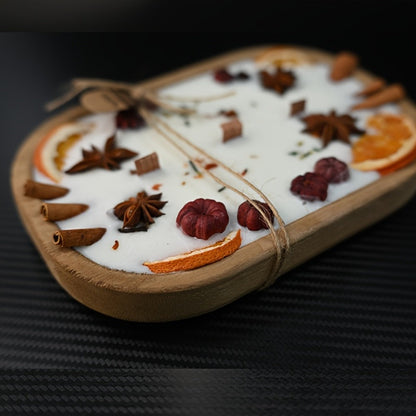 Multi-Wick Candle in Boat-Shaped Holder with Botanical Details and Two Fragrance Selections