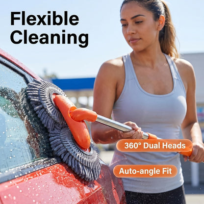 Car Wash Mop with Three-Stage Extension Handle, Rotating Microfiber Head and Replacement Head Option